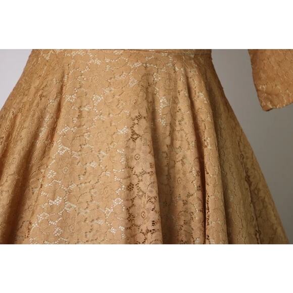 Vintage 1950s Butterscotch Fit-And-Flare Lace Dress Small - Picture 6 of 7